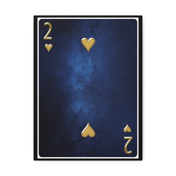Two Of Hearts Space Background Playing Card Canvas Wall Art for Home Decor Ready-to-Hang