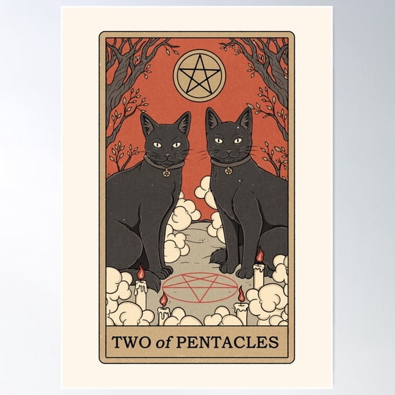 Two Of Pentacles Poster Wall Art, Modern Wall Decor For Living Room Bedroom, 12x18 UNFRAMED