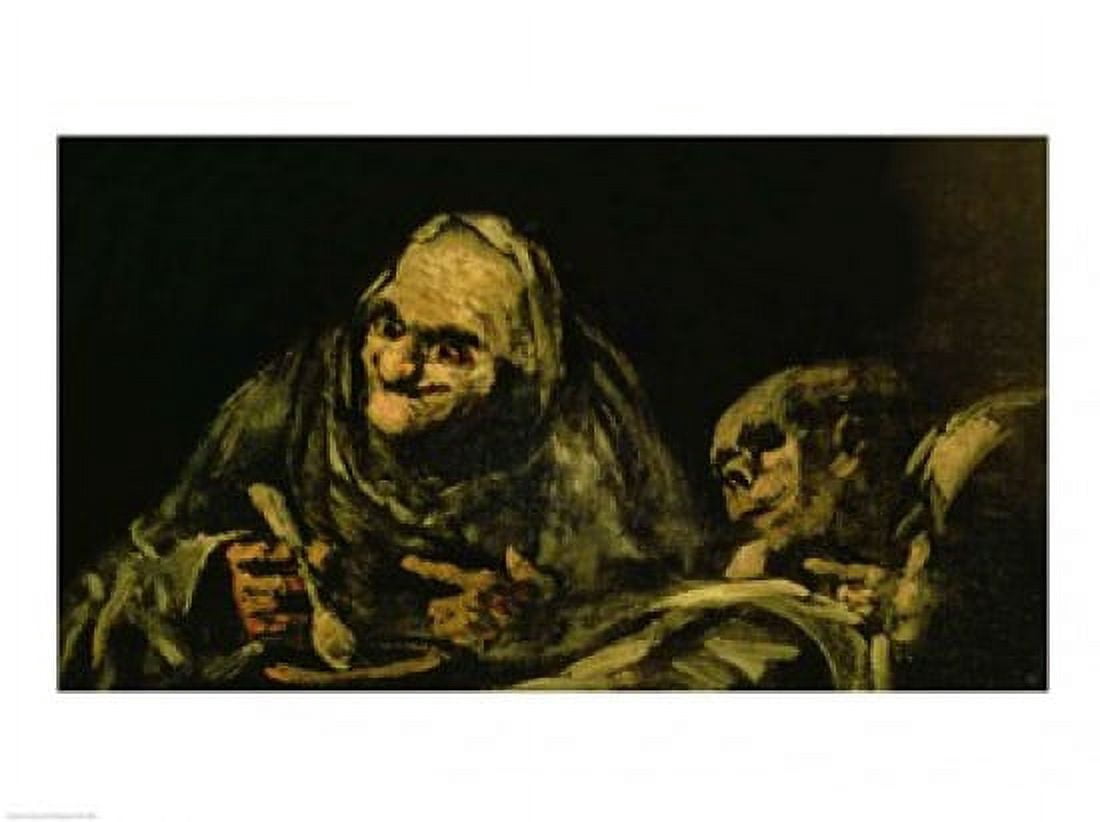 Two Old Men Eating one of the Black Paintings Canvas Art - Francisco De Goya (24 x 18)