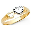 thumbnail image 1 of Two Open Hearts Ring Solid 14k Yellow & White Gold Love Band Diamond Cut Two Tone 6MM Size 8.5, 1 of 1