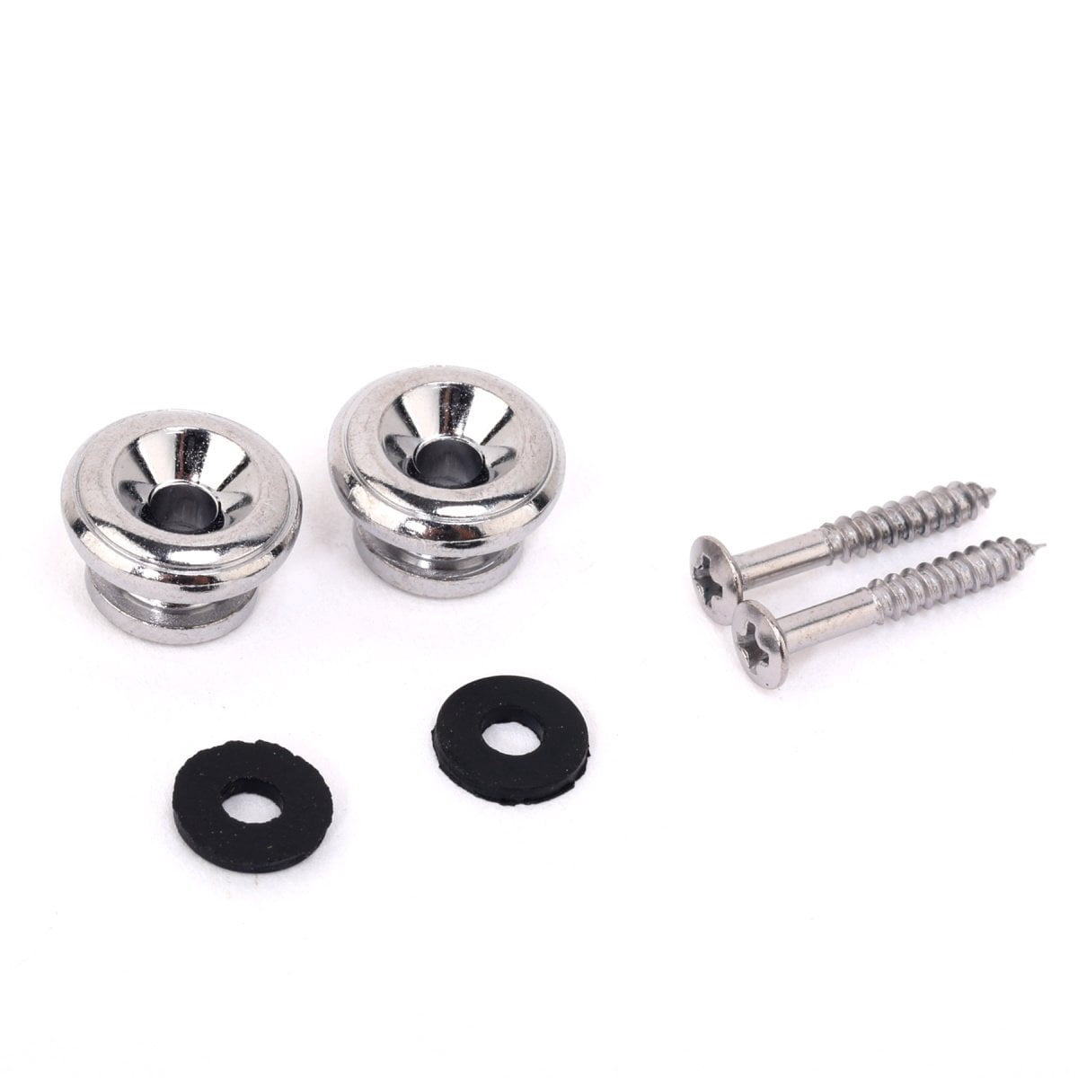 Two Oversized End Pin Chrome Acoustic Electric Guitar Strap Buttons ...