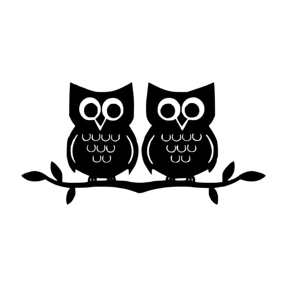 Two Owls on a Branch Vinyl Wall Decal - 30" x 15" Nursery Room Owl Decoration - Cute Vinyl Decal - Animal Vinyl Stickers - Living Room and Bedroom Vinyl Decal Wall Decoration