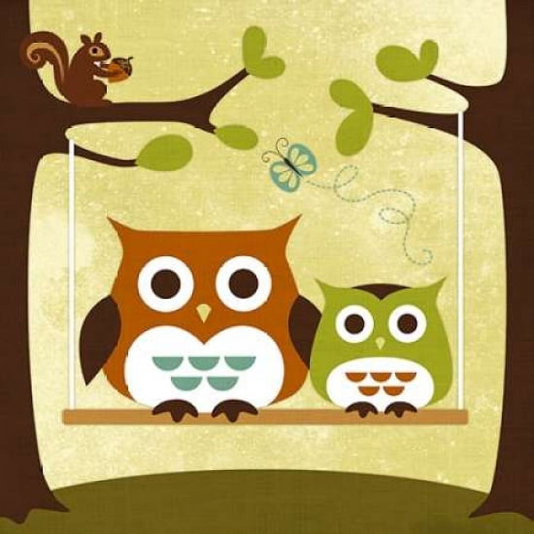 Two Owls on Swing Canvas Art - Nancy Lee (24 x 24)