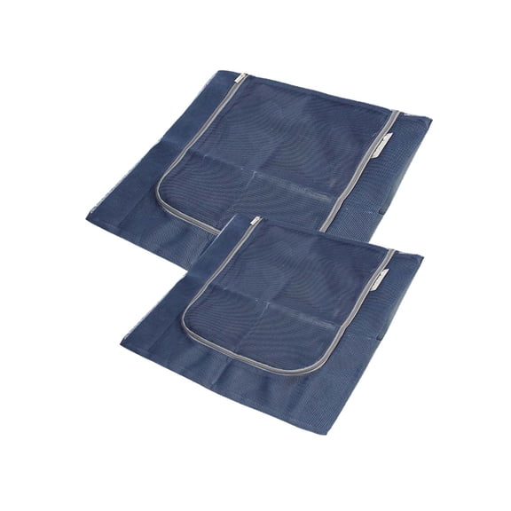 Two Pack Blue Easy Luggage Storage Mesh Packing Cube with Zipper (Large and Medium)