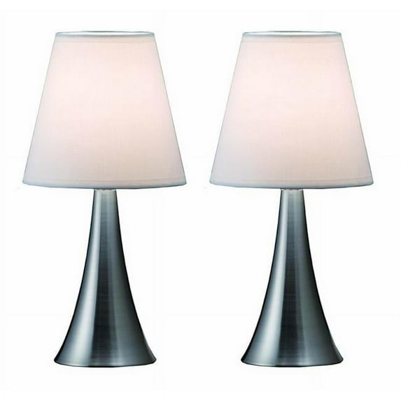 Two Pack Mini Touch Table Lamp Set with White Shades