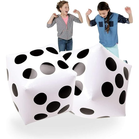 Two-Pack Of Inflatable Dice, 11-Inch Black And White Dice, Suitable For A Variety Of Indoor And Outdoor Fun Games, Such As Ludo And Pool Parties.