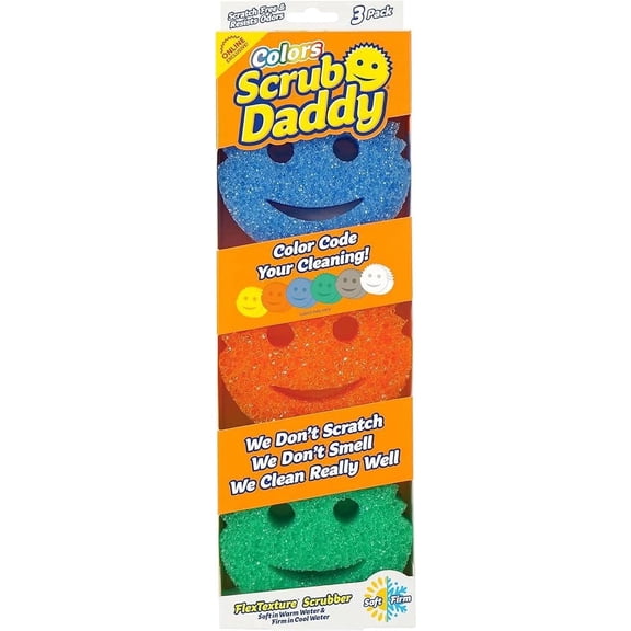 Two Pack Scrub Daddy Pack 6 Count Colors Flexible Non Scratch 3X2 Sponges