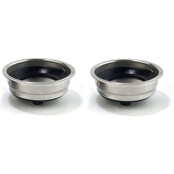 Two-Pack Stainless Steel Coffee Filter Basket for 51mm Single Cup Espresso Machines - Detachable, Black and Silver