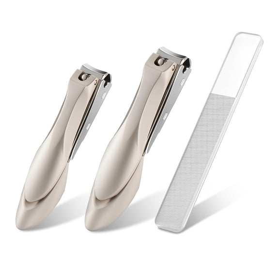 Two-Pack Stainless Steel Nail Clippers, Anti-Splash & Bionic Design, Professional Manicure Tools for Home/Travel Use