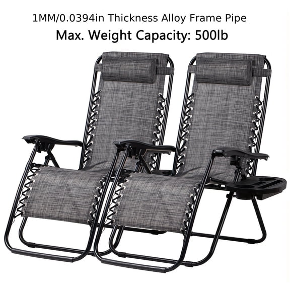 Two-Pack Zero-Gravity Lounge Chairs - Adjustable Armchairs with Cup Holders for Patio, Garden, Lawn & Beach