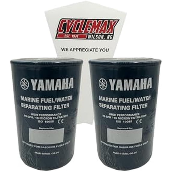 Two Pack compatible with Yamaha Yamaha New OEM, Fuel/Water Separating Filter, MAR-FUELF-IL-TR, MAR-10MEL-00-00 Contains Two Filters and a Funnel