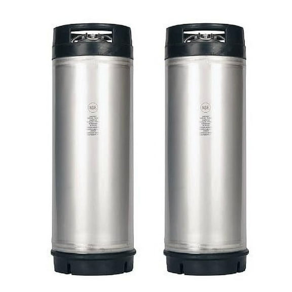 Two Pack of New 5 Gallon Silver Stainless Steel Ball Lock Kegs with Dual Rubber Handles$$Home Decor, Kitchen, & Other