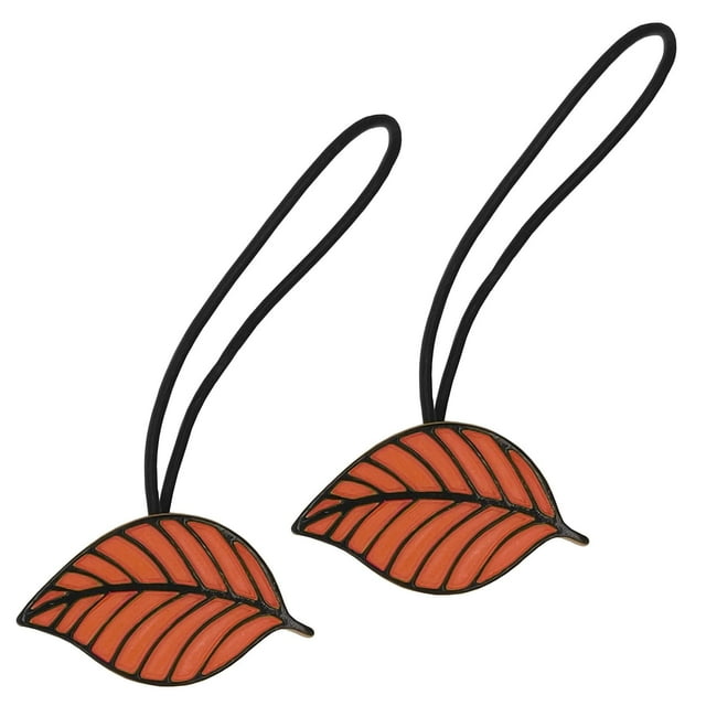Two-Pack of Terracotta Magnetic Tiebacks - Elegant Leaf Pattern in Resin - Functional Accessories for Curtains and Drapes