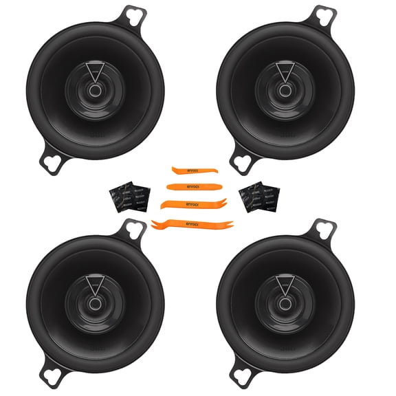 Two Pairs (QTY 4) Of JBL Club 34F 3.5" 75 Watts Max Power 2-Way Car Audio Speakers (No Grill) Bundle Combo With 4x Speaker Sound Deadening Material For Car Speakers, 4-Piece Trim Removal Tool Kit