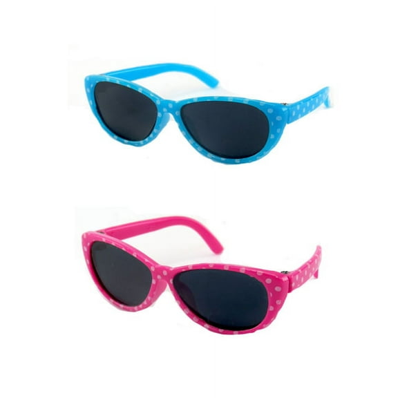 Two Pairs of Polka Dot Sunglasses Pink & Teal | Compatible with 14" Wellie Wisher Dolls | 14 Inch Doll Accessories