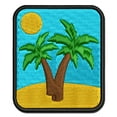 thumbnail image 1 of Two Palm Trees Tropical Applique Multi-Color Embroidered Iron-On Patch - 2.0 Inch Mini, 1 of 5