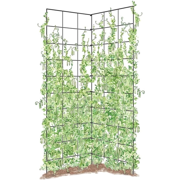 Two Panel Folding Trellis | Sturdy & Tall Metal Frame for Outdoor Garden Plant Support Climbing Flowers and Vegetables | 35-1/2"W x 58" H