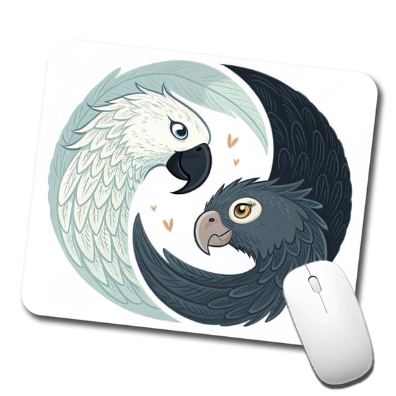 Two Parrots Yin Yang Sweet Mouse Pad Low Profile Gaming Mat