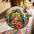thumbnail image 1 of Two Parrots on Branch Glass Suncatcher, Window Decor, for Bird Lovers, 3.5 in, 1 of 3