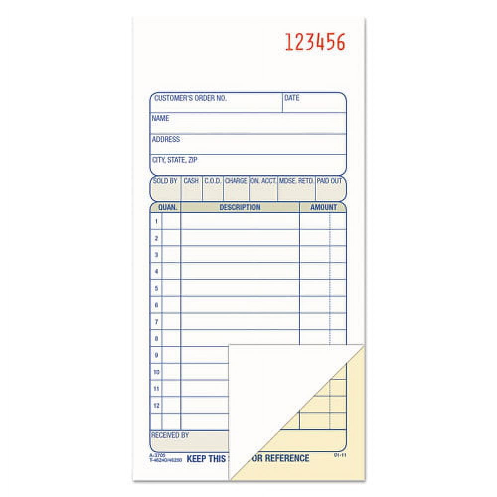 "Two-Part Sales Book, Two-Part Carbon, 3.38 X 6.69, 1/page, 50 Forms | Bundle of 2 Each"
