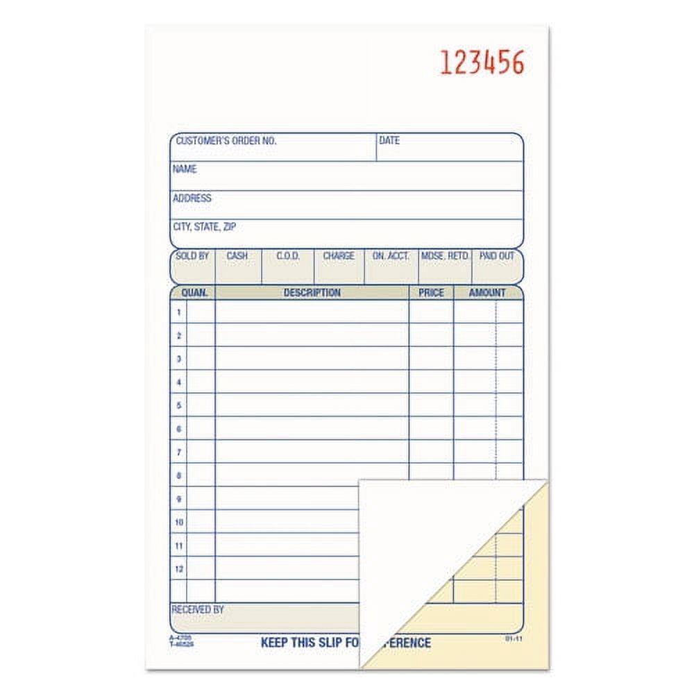 "Two-Part Sales Book, Two-Part Carbon, 6.69 X 4.19, 1/page, 50 Forms | Bundle of 2 Each"