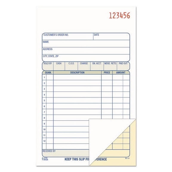 "Two-Part Sales Book, Two-Part Carbon, 6.69 X 4.19, 1/page, 50 Forms | Bundle of 2 Each"