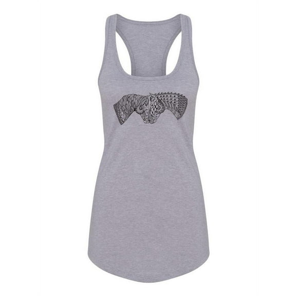 Two Pattern Horses Racerback Tank Women -Image by Shutterstock, Female x-Large