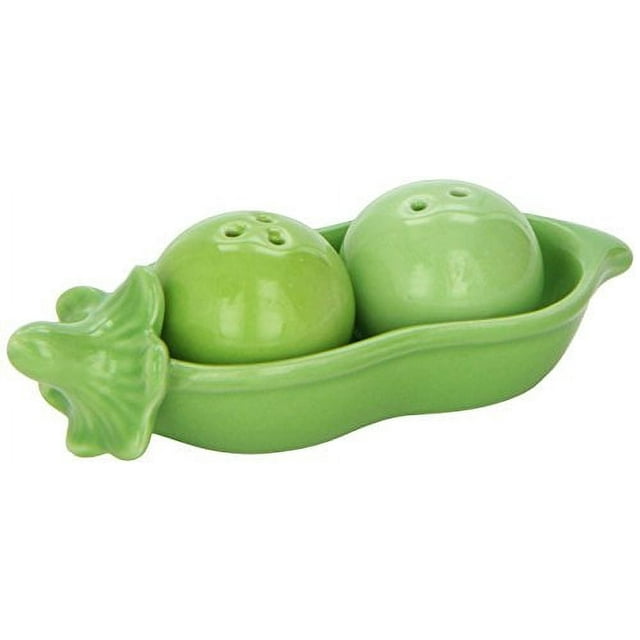 Two Peas in A Pod Ceramic Salt and Pepper Shakers in Ivy Print Gift Box ...