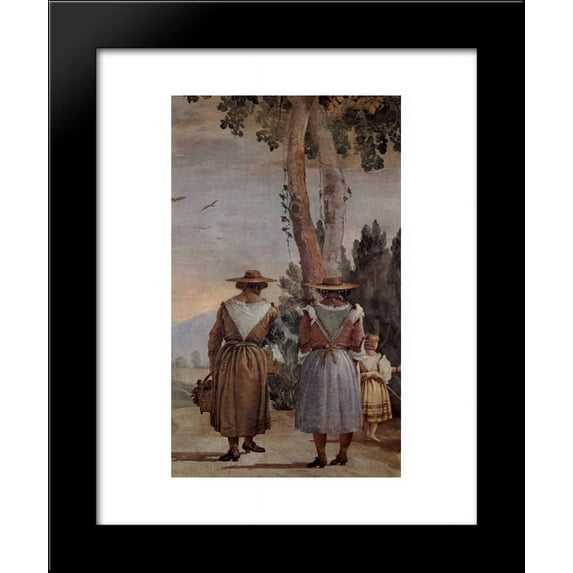Two Peasant Women and a Child Seen from Behind, from the 'Foresteria' (Guesthouse) 20x24 Framed Art Print by Giovanni Domenico Tiepolo