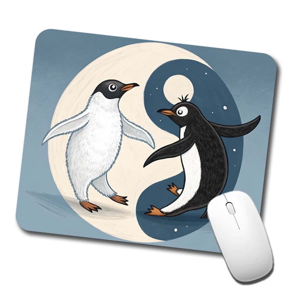 Two Penguins Yin Yang Mouse Pad Low Profile Gaming Mat