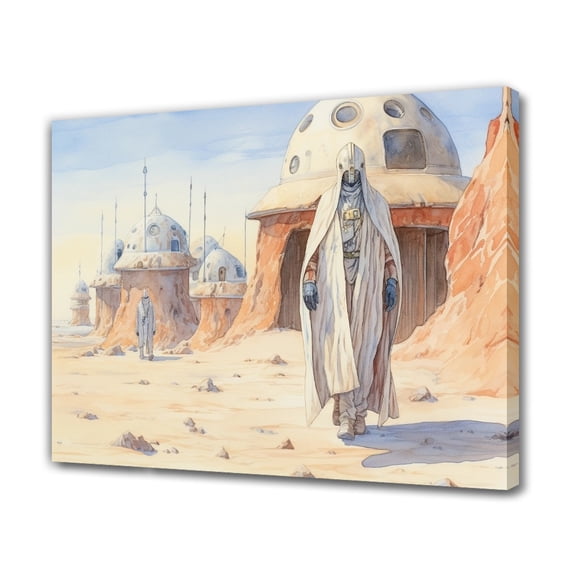 Two People Walked Out Of The Planet Base Canvas Poster Bedroom Decor Sports Landscape Office Room Decor Gift,Frame-style,12x18inch(30x45cm)