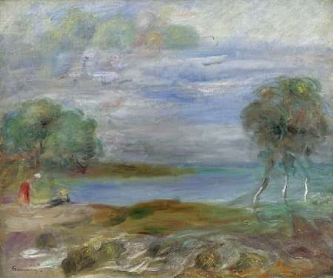 Two People at The Waters Edge Canvas Art - Pierre-Auguste Renoir (20 x 24)