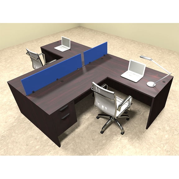 Two Person Blue Divider Office Workstation Desk Set, #OT-SUL-SPB55