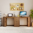 thumbnail image 1 of Two Person Computer Desk, Home Office Desk with Storage Drawers, Walnut, 1 of 10