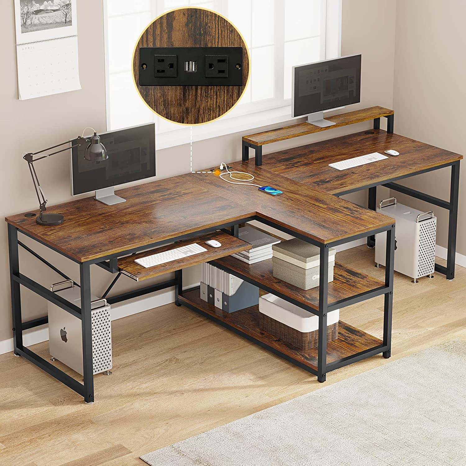 30-Inch Extra Deep Mailroom Table with 2 Lower Shelves