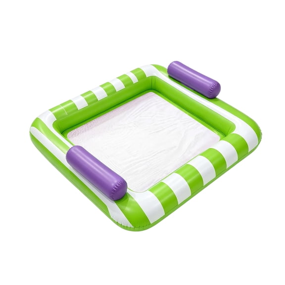 Two-Person Inflatable Water Bed Lounge with Thickened PVC, Excellent Buoyancy, Durable Pool Float for Sunbathing, Foldable & Portable Green