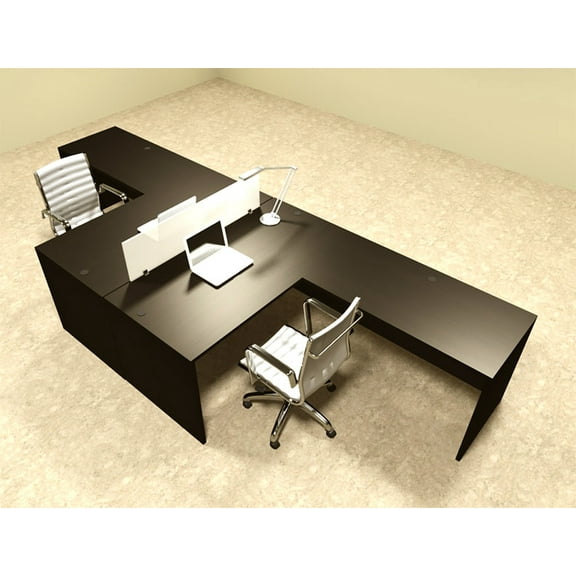 Two Person L Shaped Modern Divider Office Workstation Desk Set, #OT-SUL-FP28