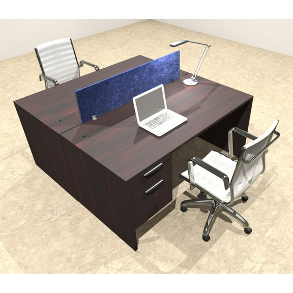 Two Person Modern Accoustic Divider Office Workstation Desk Set, #OT-SUL-FPRB15