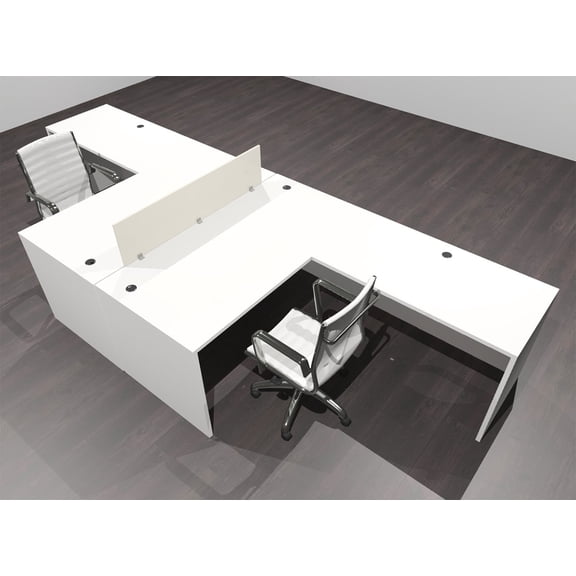 Two Person Modern Acrylic Divider Office Workstation Desk Set, #OF-CPN-FP25