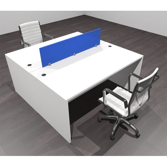 Two Person Modern Acrylic Divider Office Workstation Desk Set, #OF-CPN-FPB1