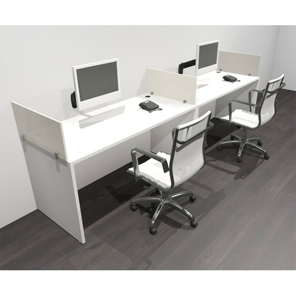 Two Person Modern Acrylic Divider Office Workstation Desk Set, #OF-CPN-SP1