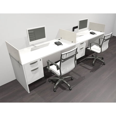 Two Person Modern Acrylic Divider Office Workstation Desk Set, #OF-CPN-SP21