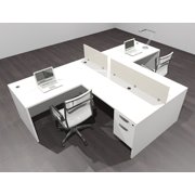 Two Person Modern Acrylic Divider Office Workstation Desk Set, #OF-CPN-SP53
