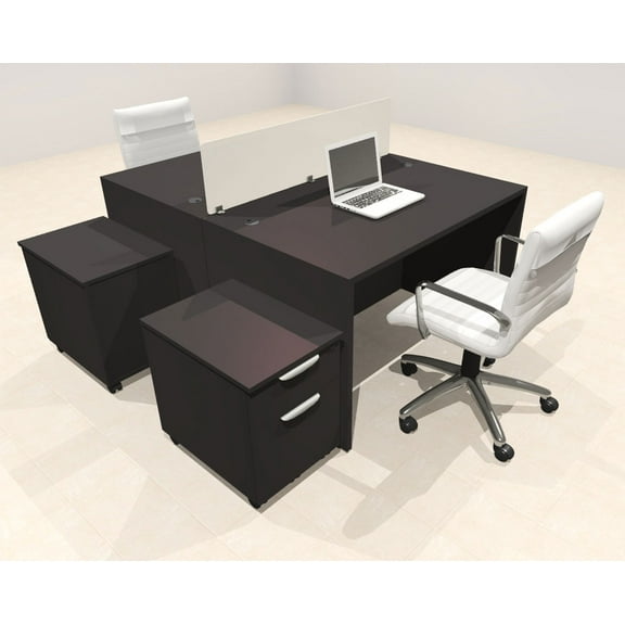 Two Person Modern Acrylic Divider Office Workstation Desk Set, #OT-SUS-FP29