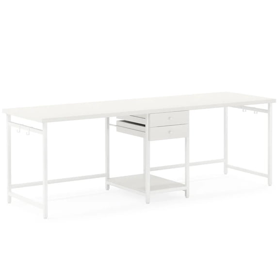 Two-Person Office Desk with Storage Space Dual Workstation Computer Study Desk Multifunctional Gaming Dining Table with Drawers & Hooks for Home Office