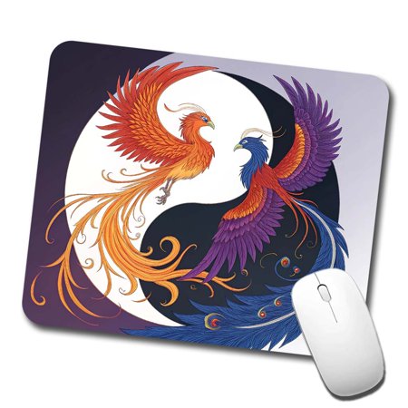 Two Phoenix Yin Yang Mouse Pad Low Profile Gaming Mat