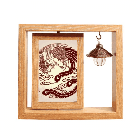 Two Phoenixes Fly Animal Portrait Wooden Rotating Picture Photo Frame 4x6