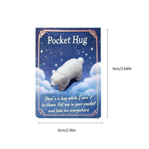 Two-Piece Animal Resin Pocket Hug Gift Cards, Positive Encouragement Cards for Friend Birthday and Anniversary, Cute Keepsake with Uplifting Messages