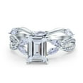 thumbnail image 1 of Two Piece Art Deco Emerald Wedding Engagement Bridal Ring CZ 925 Sterling Silver, 1 of 7