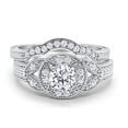 thumbnail image 1 of Two Piece Art Deco Wedding Set Round Ring CZ 925 Sterling Silver Size 7, 1 of 6